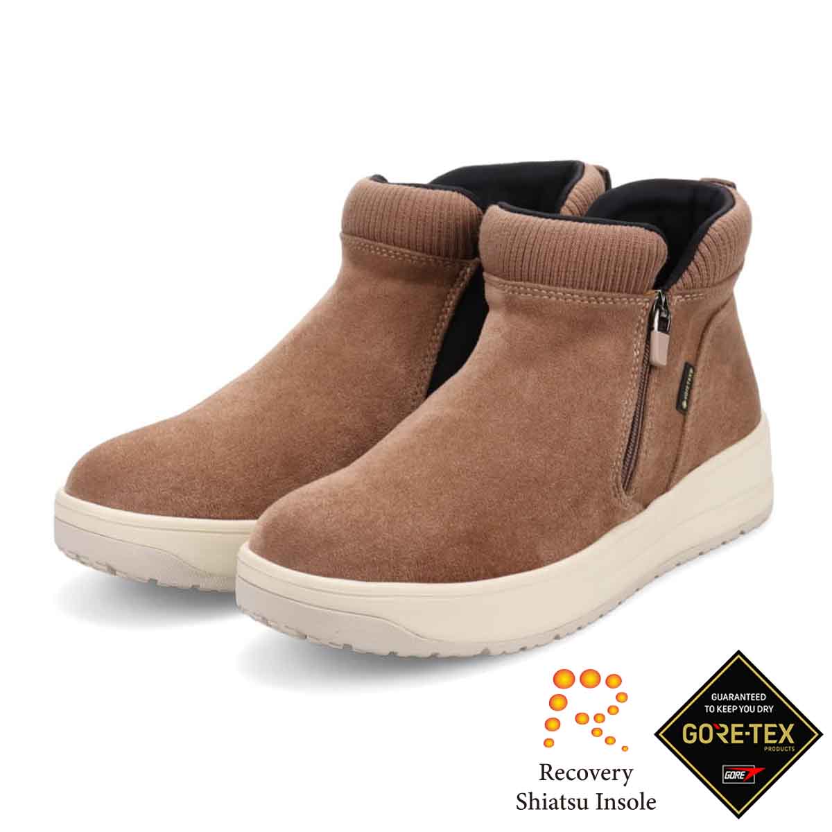 【GORE-TEX】マドラスウォーク madras Walk 「Recovery Shiatsu Insole」搭載　指圧効果により血行をよくする。防滑　外ジッパーリブ付きカジュアルブーツ MWL1046R OAK-SILKY 23.0