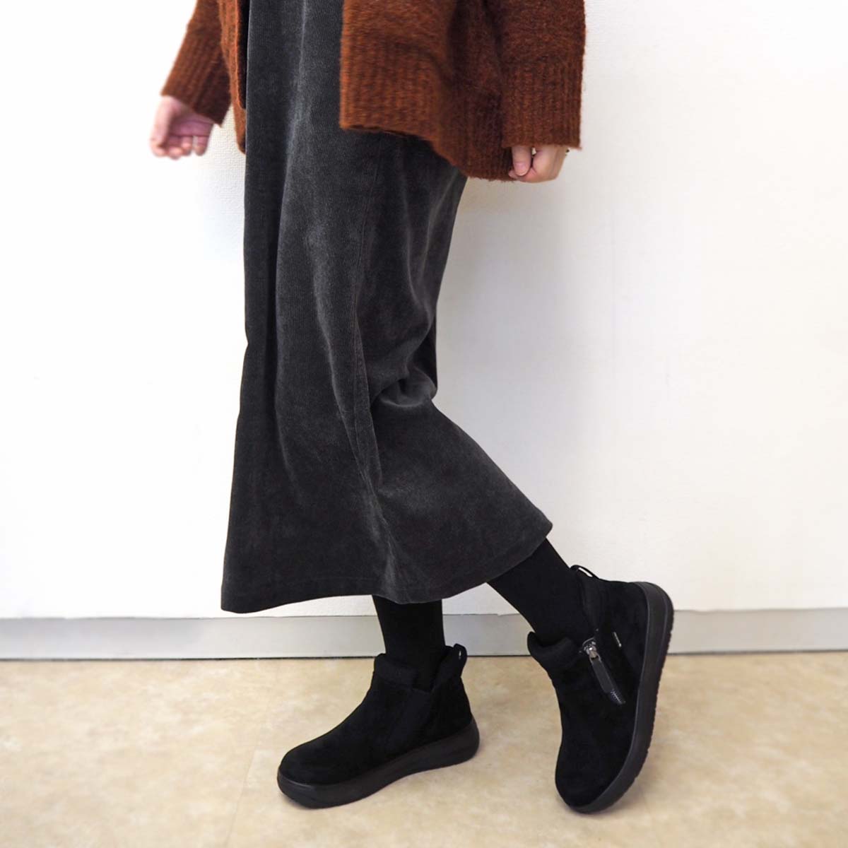 【GORE-TEX】マドラスウォーク madras Walk  外ジッパーリブ付きカジュアルブーツ  MWL2234 BLACK 23.0