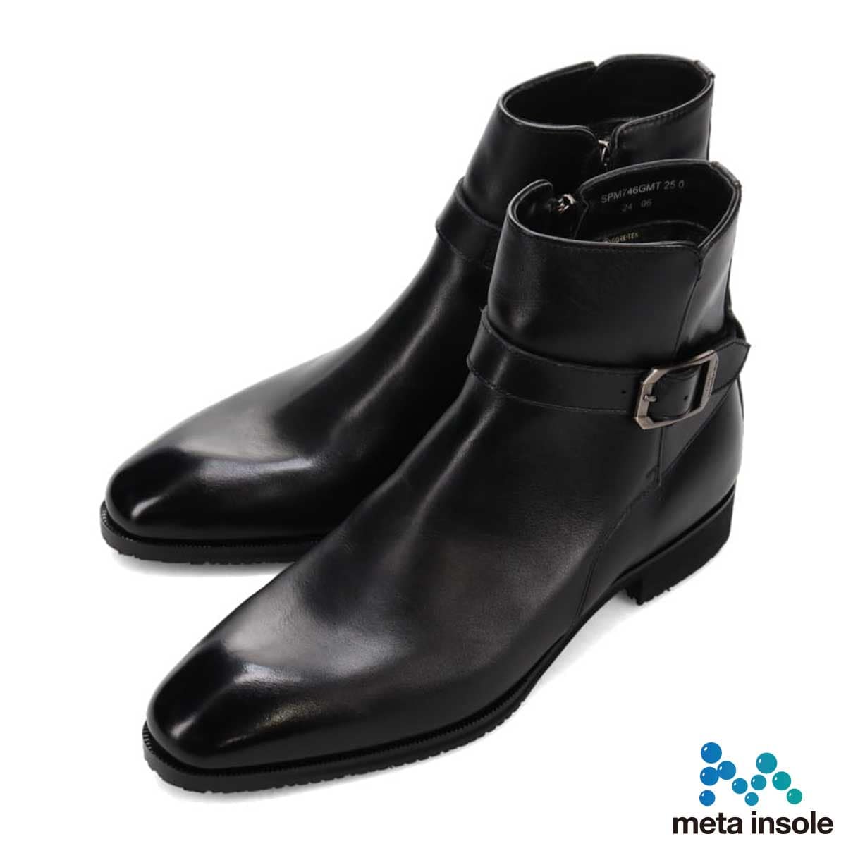 【GORE-TEX】マドラス madras metaインソール搭載シューズ　ベルト付きドレスブーツ　SPM746GMT BLACK 25.0