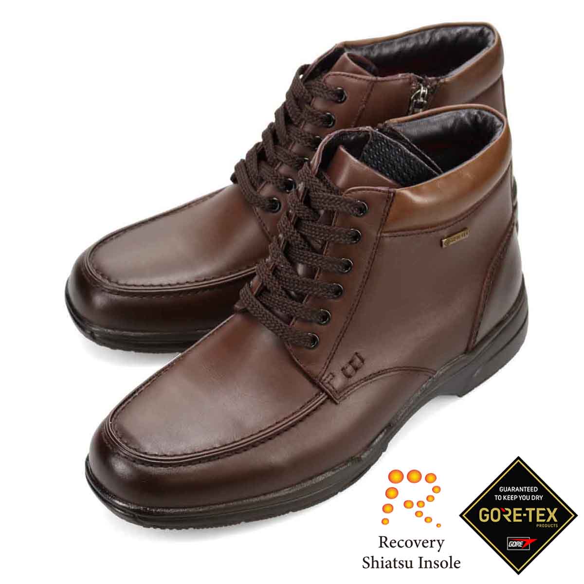 【GORE-TEX】マドラスウォーク madras Walk 「Recovery Shiatsu Insole」搭載で指圧効果により血行を115％促進。 【防水 防滑 4E 】ゴアテックスフットウェア 幅広カジュアルブーツ SPMW5478R BROWN 25.0