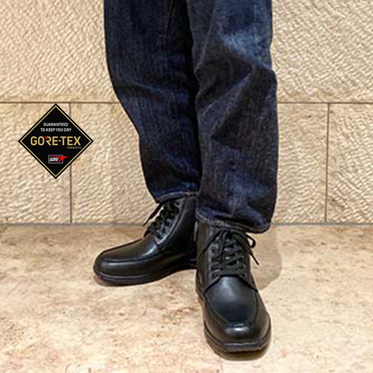 【GORE-TEX】 マドラスウォーク madras Walk 防水 防滑 4E ゴアテックスフットウェア 幅広カジュアルブーツ SPMW5478 BLACK 25.0