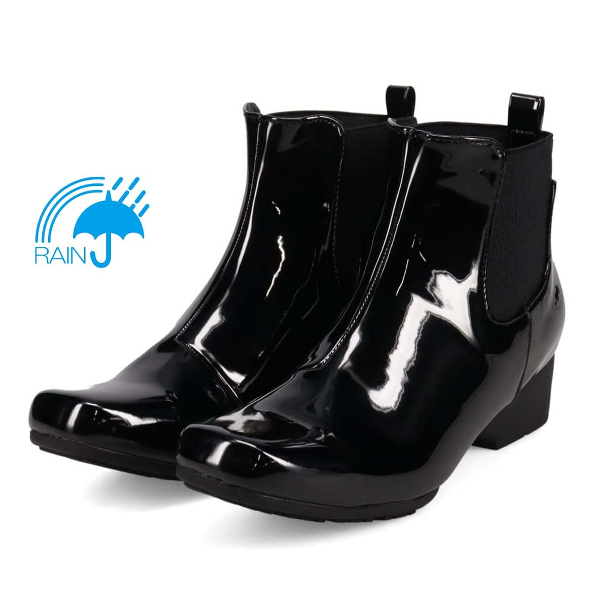 ソフトステップ SOFT STEP 雨の日も安心♪レイン対応ショートゴアブーツ BLACK-ENAMEL 23.0