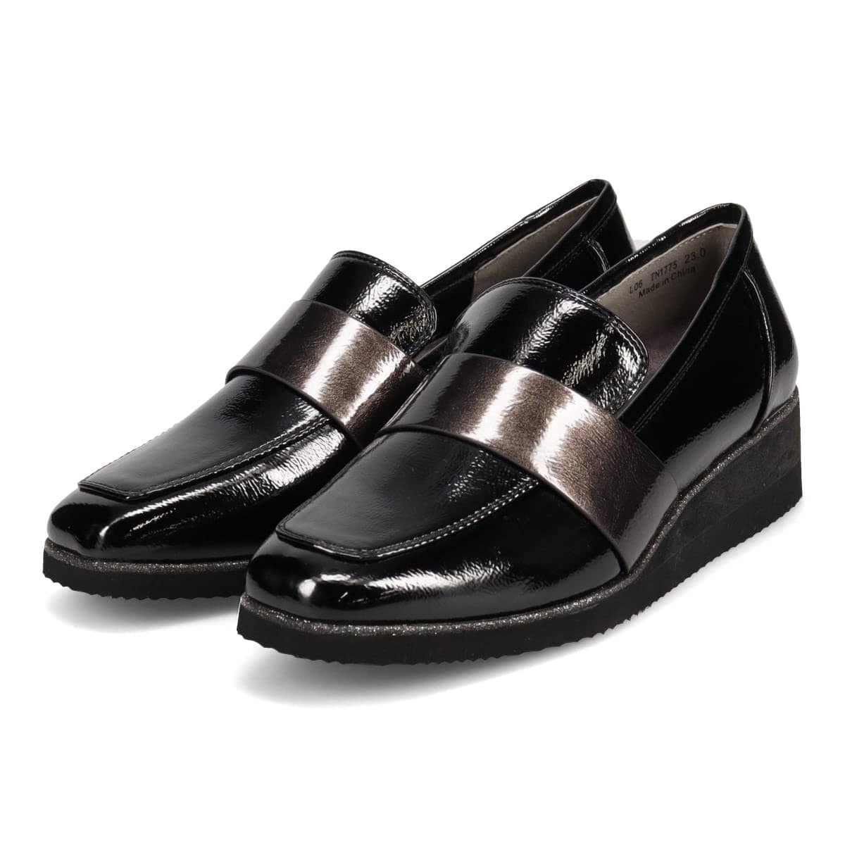 テーン tehen クッションインソールで履き心地抜群、きれいめローファー　TN1775 BLACK-ENAMEL 23.0