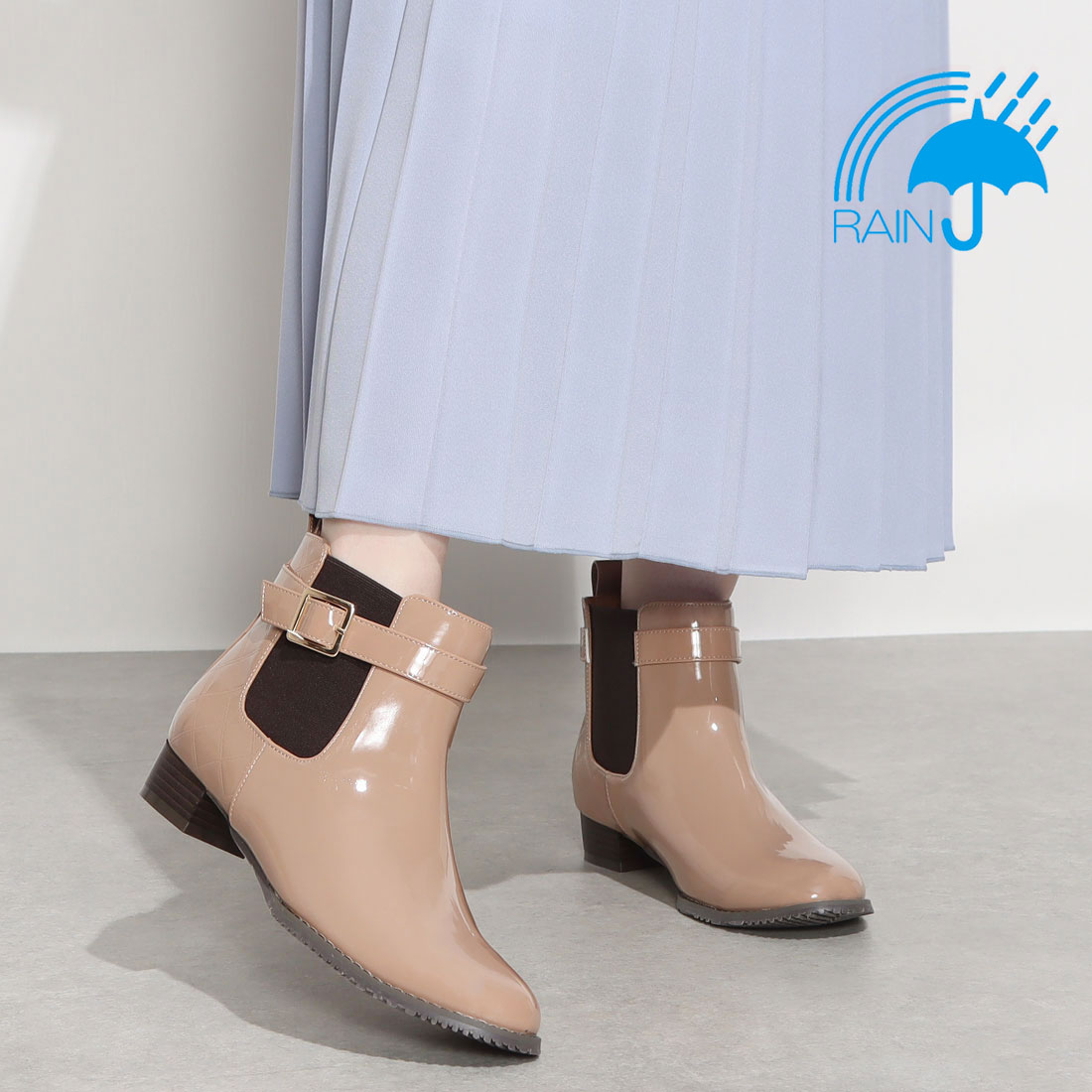 【防水加工】テーン tehen 雨の日も安心♪防水サイドゴアブーツ　TN5002 BEIGE M　(23.0～23.5)