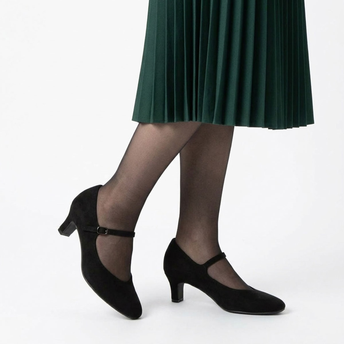 テーン tehen【脱げにくい】レディース パンプス メリージェーン 歩きやすい スクエアトゥ　TN5514 BLACK-SILKY 23.0