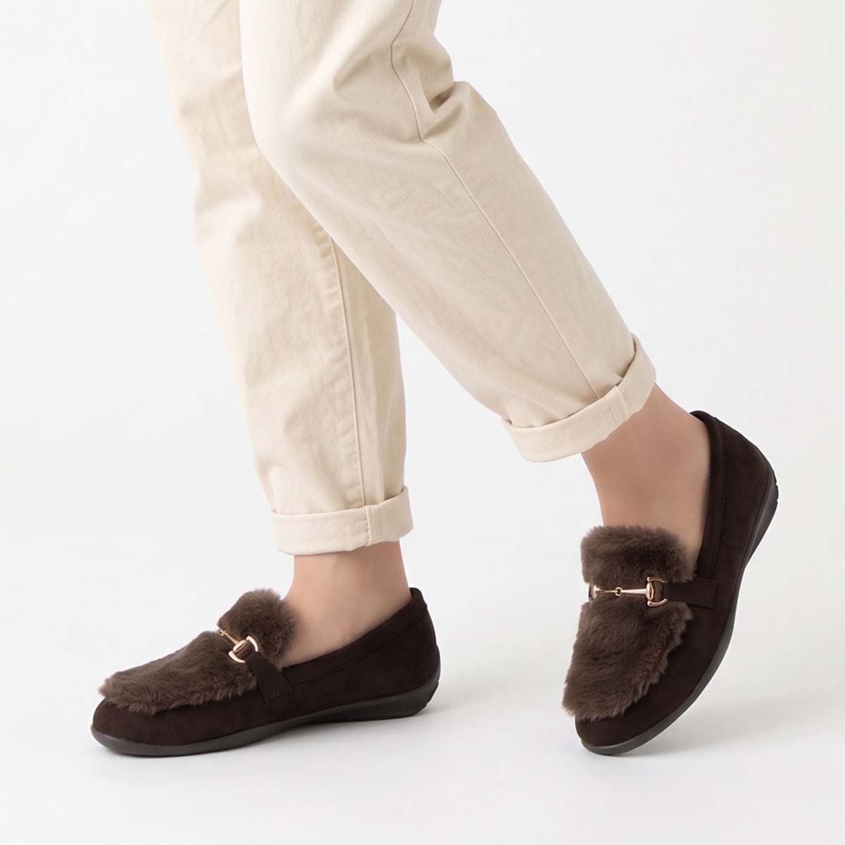 テーン tehen ビットとファー付きドライビングシューズ TN5704 D-BROWN 23.0