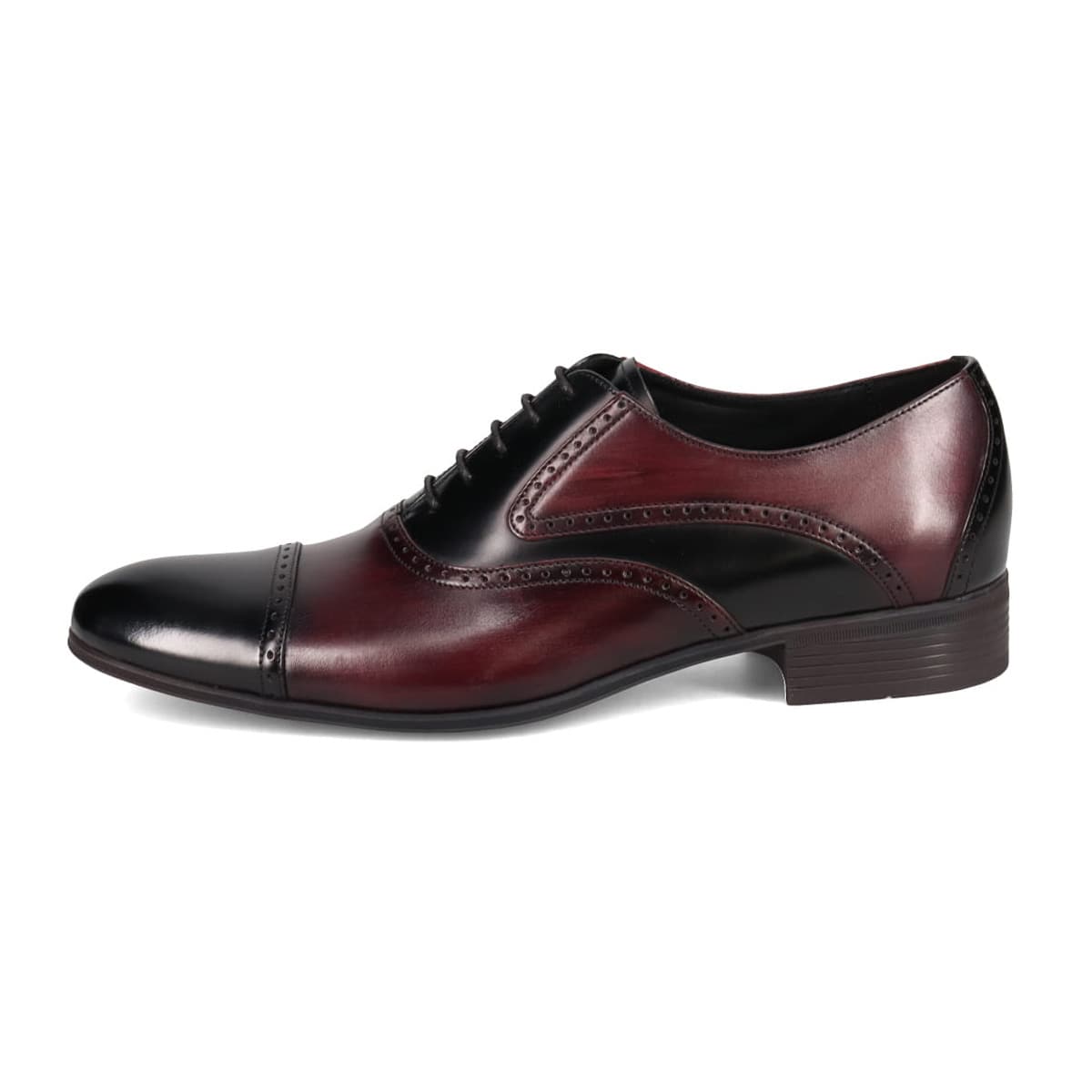 LANVIN COLLECTION　ブラックシャイニーバイカラーコンビ オックスフォード ドレスシューズ　83379 BORDEAUX 25.0