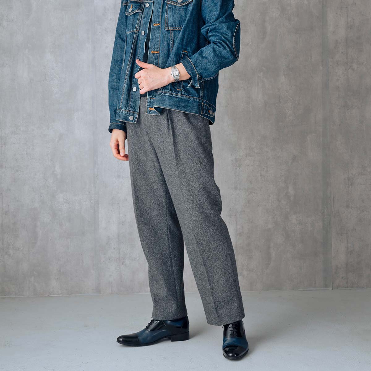 ランバンコレクション LANVIN COLLECTION 異素材MIXストレートチップオックスフォード　83503 NAVY 25.0