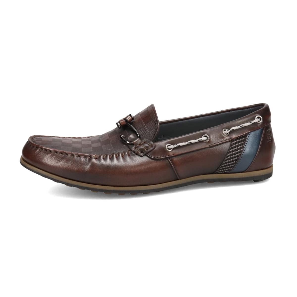 LANVIN en Bleu　ブロックチェックエンボスレザー ドライビングシューズ　86481 D-BROWN 25.0