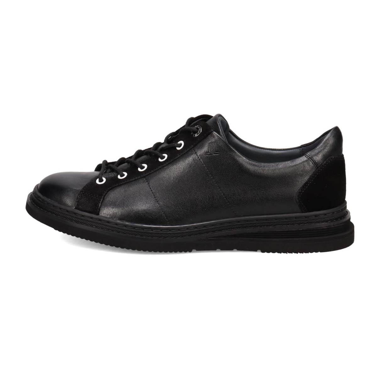 ランバンオンブルー LANVIN en Bleu  レースアップコンビネーションレザースニーカー　86553 BLACK 25.0