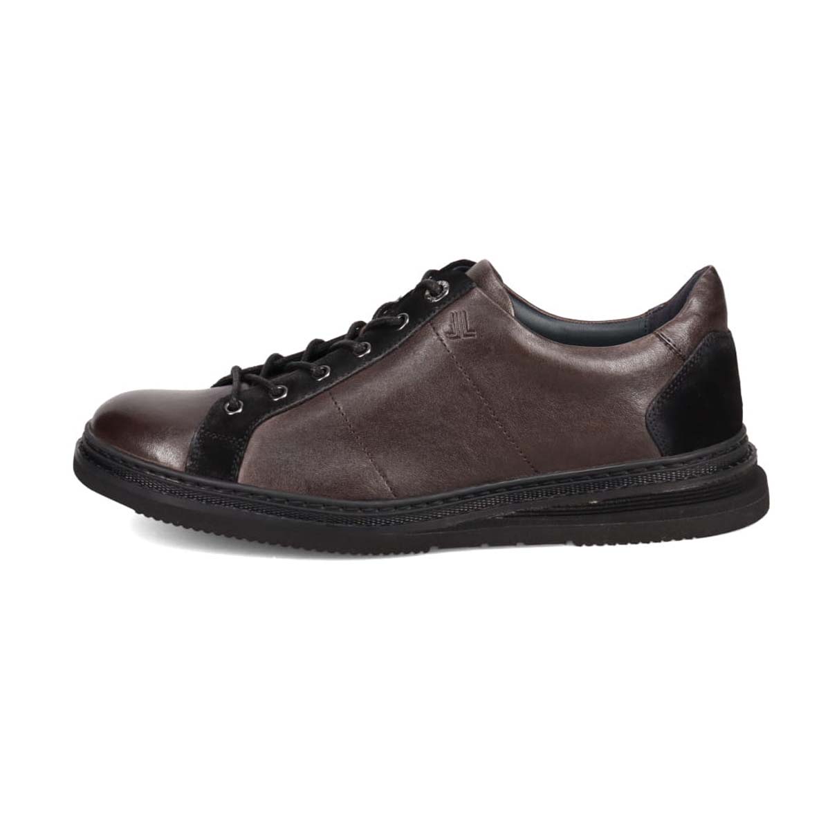 ランバンオンブルー LANVIN en Bleu  レースアップコンビネーションレザースニーカー　86553 D-GRAY 25.0