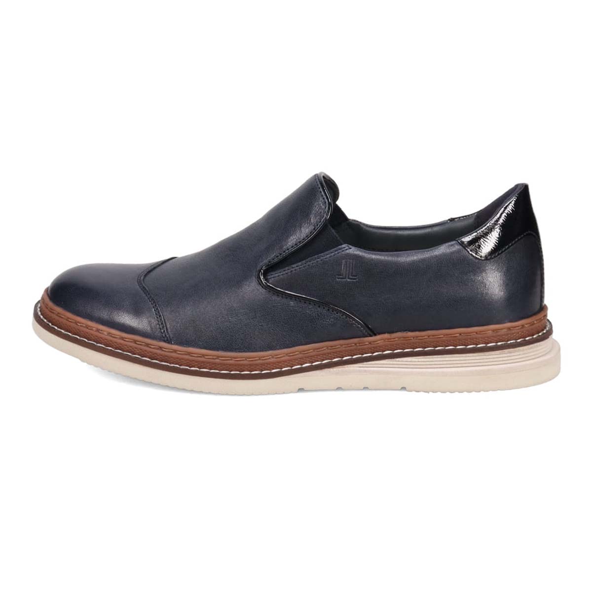 ランバンオンブルー LANVIN en Bleu  異素材MIXアシンメトリーサイドエラスティックスリッポンスニーカー　86554 NAVY 25.0