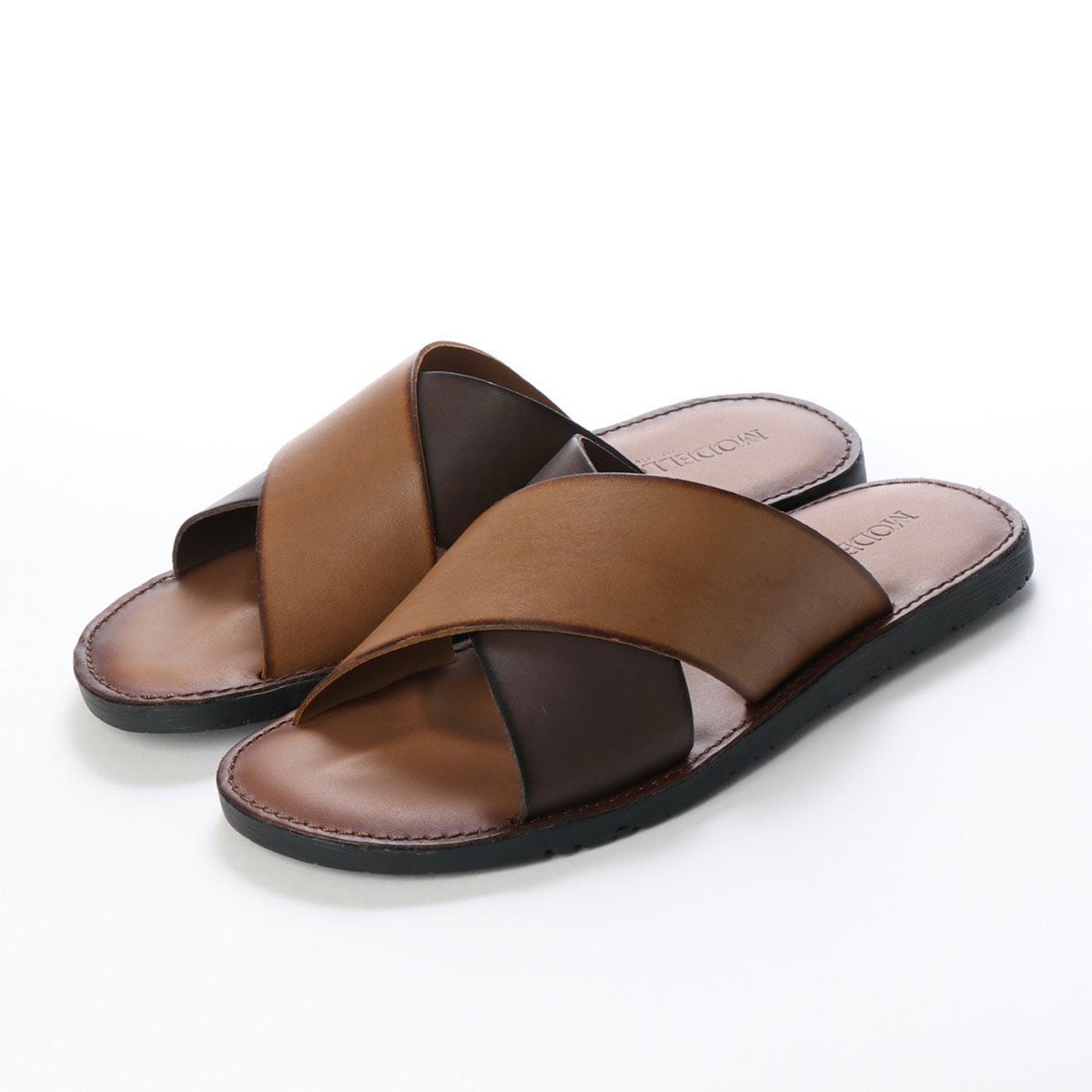 モデロ MODELLO 本革 高級 レザーサンダル DM5129 BROWN/DARKBROWN 40 (25.0～25.5)