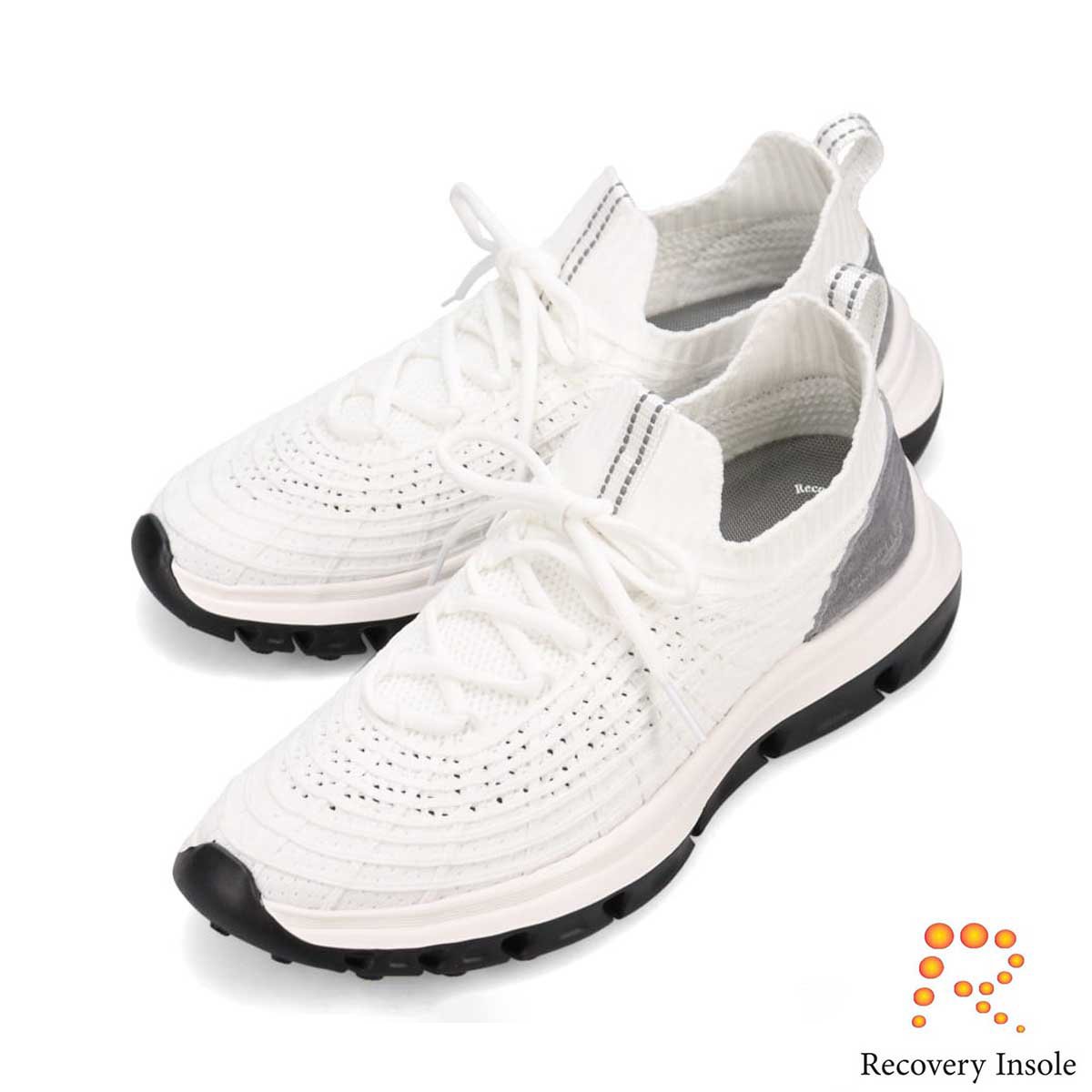 モデロ MODELLO 「リカバリーインソール」搭載で指圧効果により血行を115％促進。Recoveryメッシュニットスニーカー　DM6528R WHITE M
