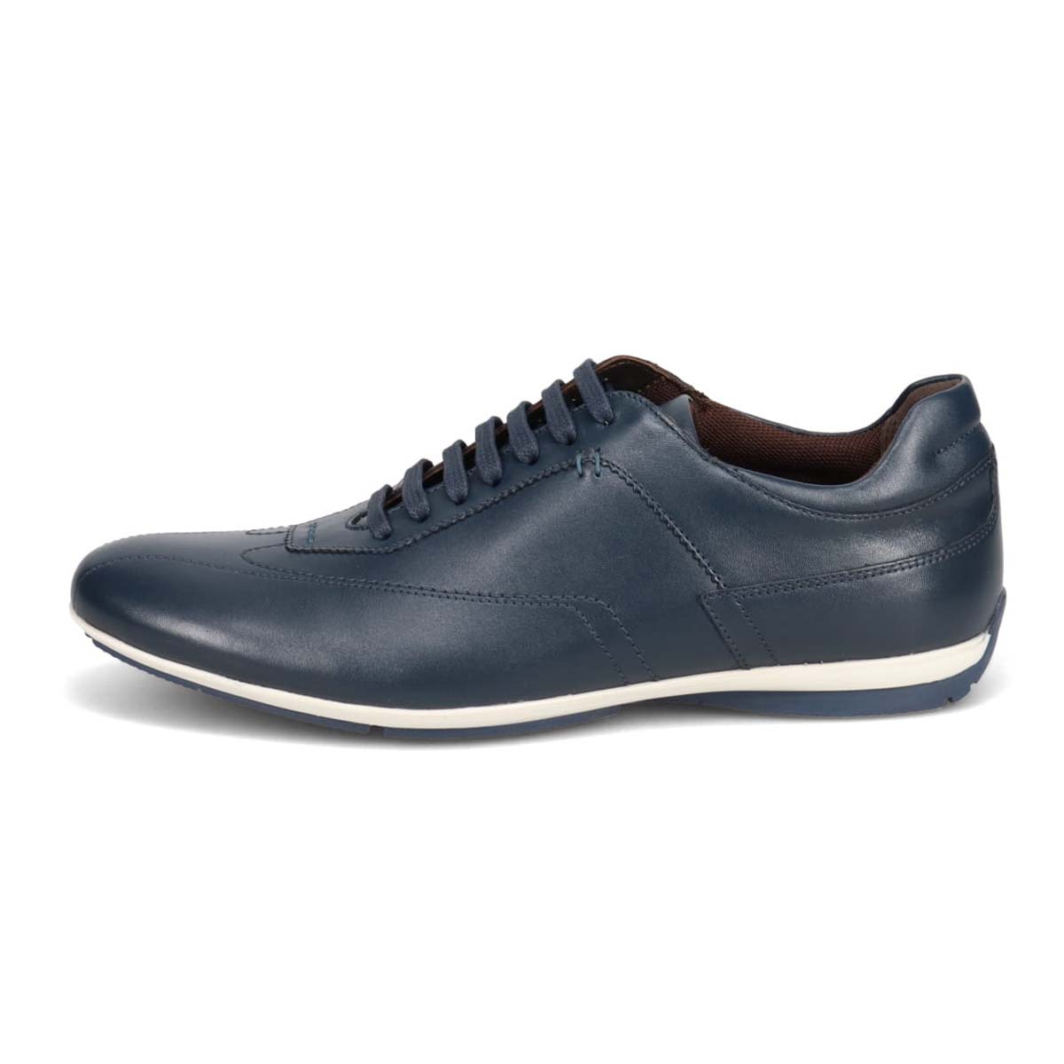 【抗菌消臭機能】さまざまなシーンに合わせやすい ドレスレザースニーカー DM6922 NAVY 25.0