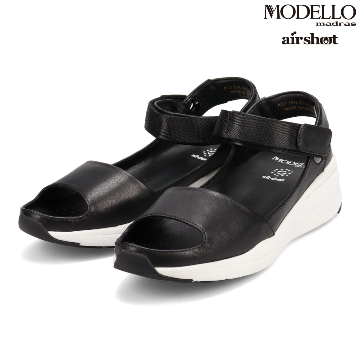 今まで感じたことのない履き心地♪ MODELLOシリーズ『airshoot』 スポーティーサンダル　DML10104 BLACK 23.0