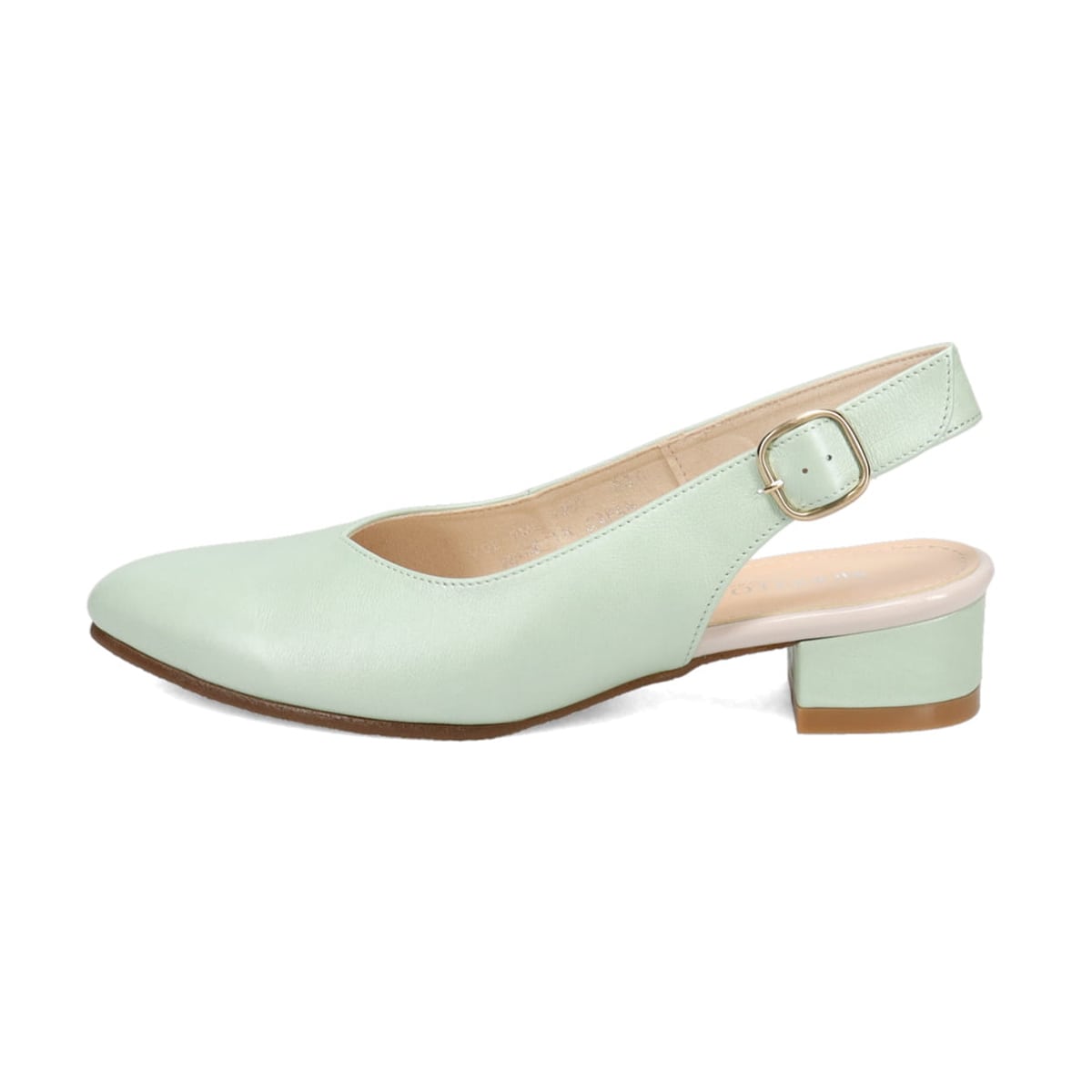 【抗ウイルス・抗菌加工】深めのVカットが可愛い ポインテッドバックストラップパンプス　DML1307 GREEN 23.0