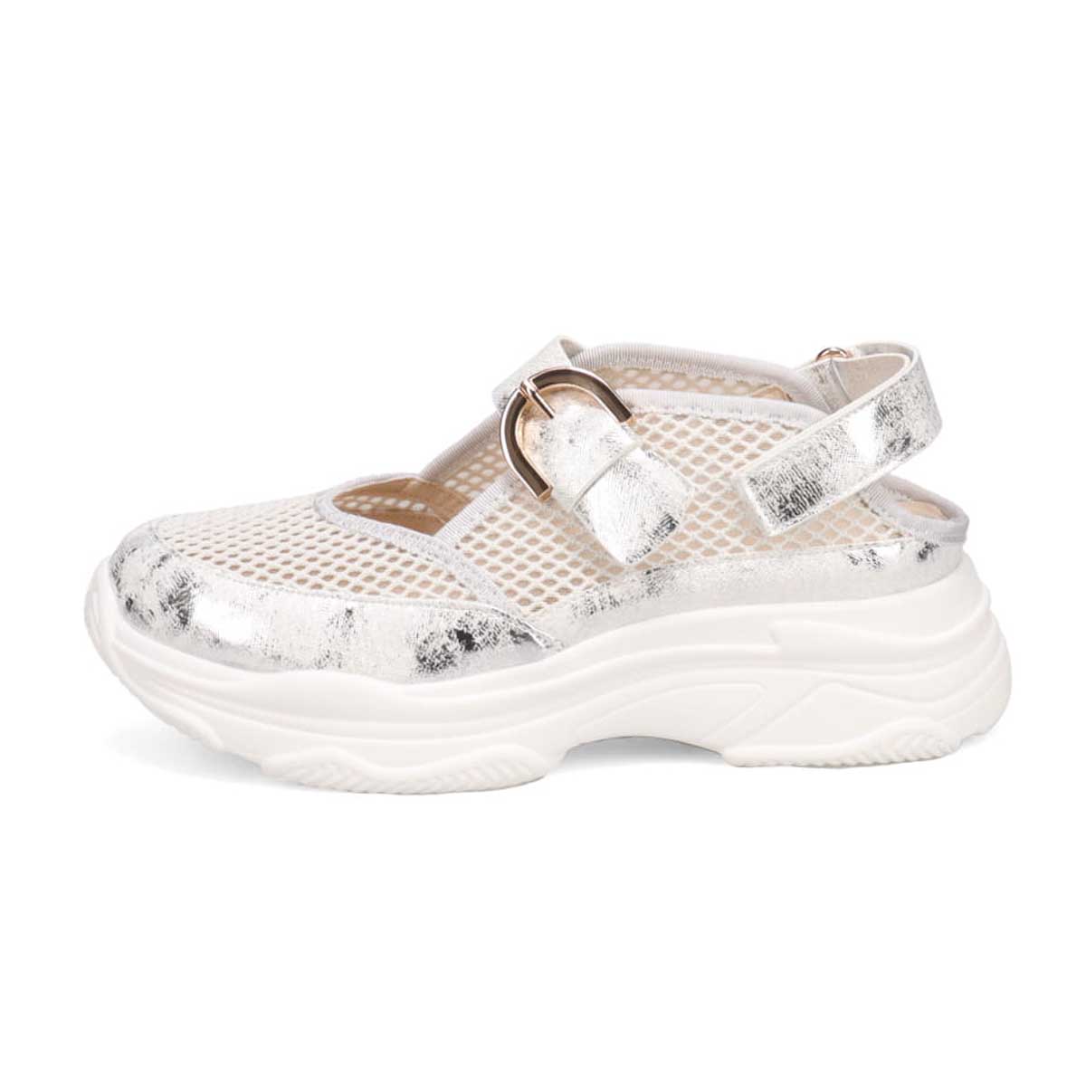 モデロ MODELLO 「リカバリーインソール」搭載で指圧効果により血行を115％促進。Recoveryスニーカーサンダル　DML5507R SILVER M（23～23.5ｃｍ）