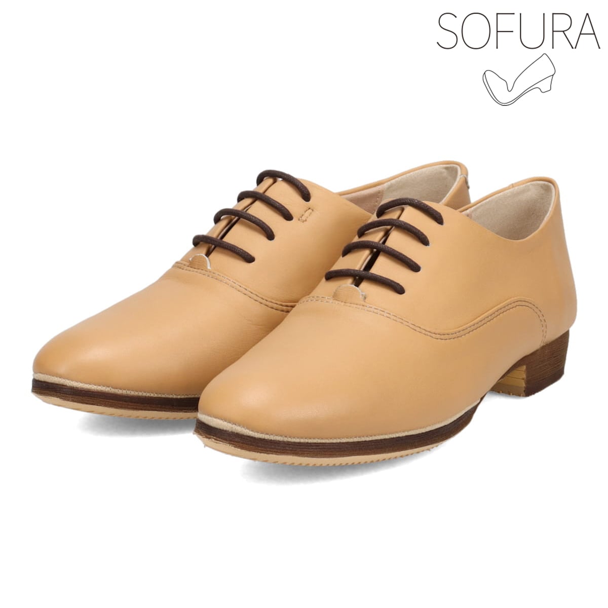 【抗ウイルス・抗菌加工】MODELLO新シリーズ 『SOFURA』不動の定番になるレースアップシューズ DML7111 CAMEL 23.0