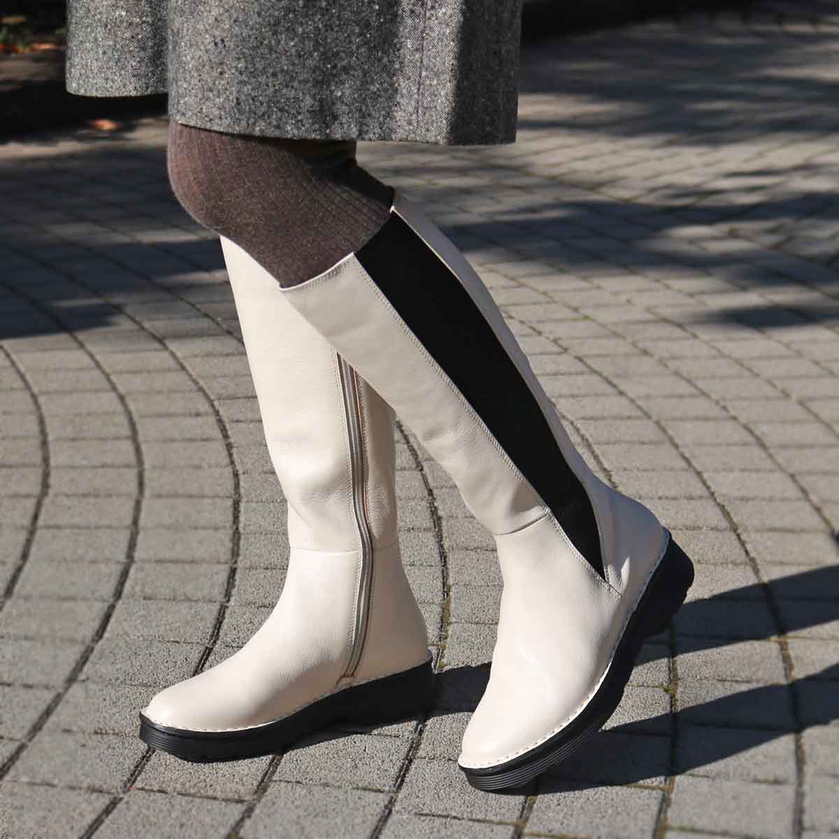 MODELLO ソフトサイドゴア ロングブーツ　DML7132 IVORY 23.0