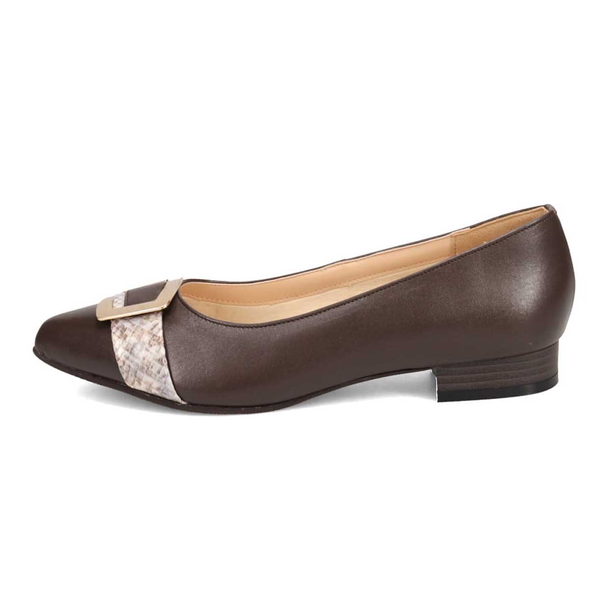 モデロ MODELLO ポインテッドローヒールパンプス  DML8500 D-BROWN/C 23.0