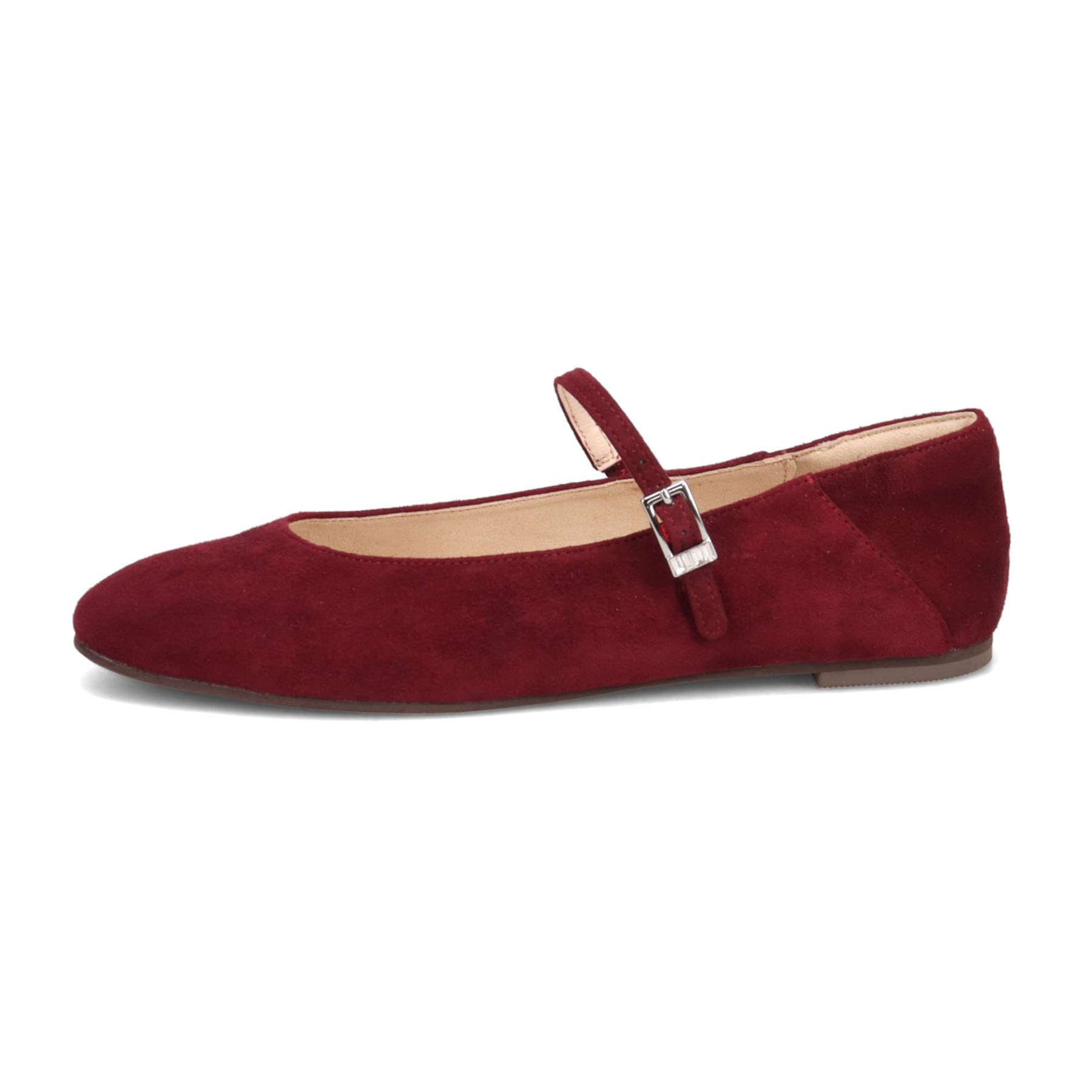 【撥水仕様】モデロ MODELLO 0.5ｃｍヒール 大人っぽく履ける ストラップ付きバレエシューズ  DML8816 WINE-SILKY 23.0