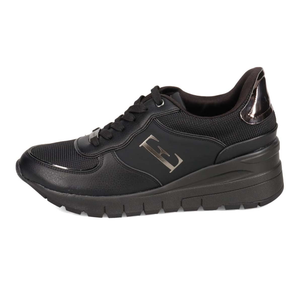 【BLACK LABEL】エル スポーツ ELLESPORT スッと履けるクイックフィット　レイン仕様  ニットレースアップスニーカー　ESP12595 BLACK 23.0