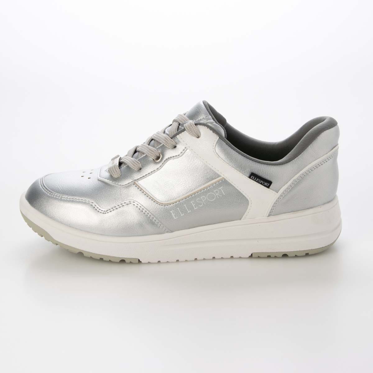 【4cm4時間防水設計】エル スポーツ ELLESPORT　厚底クイックフィットスニーカー     ESP12606 SILVER 23