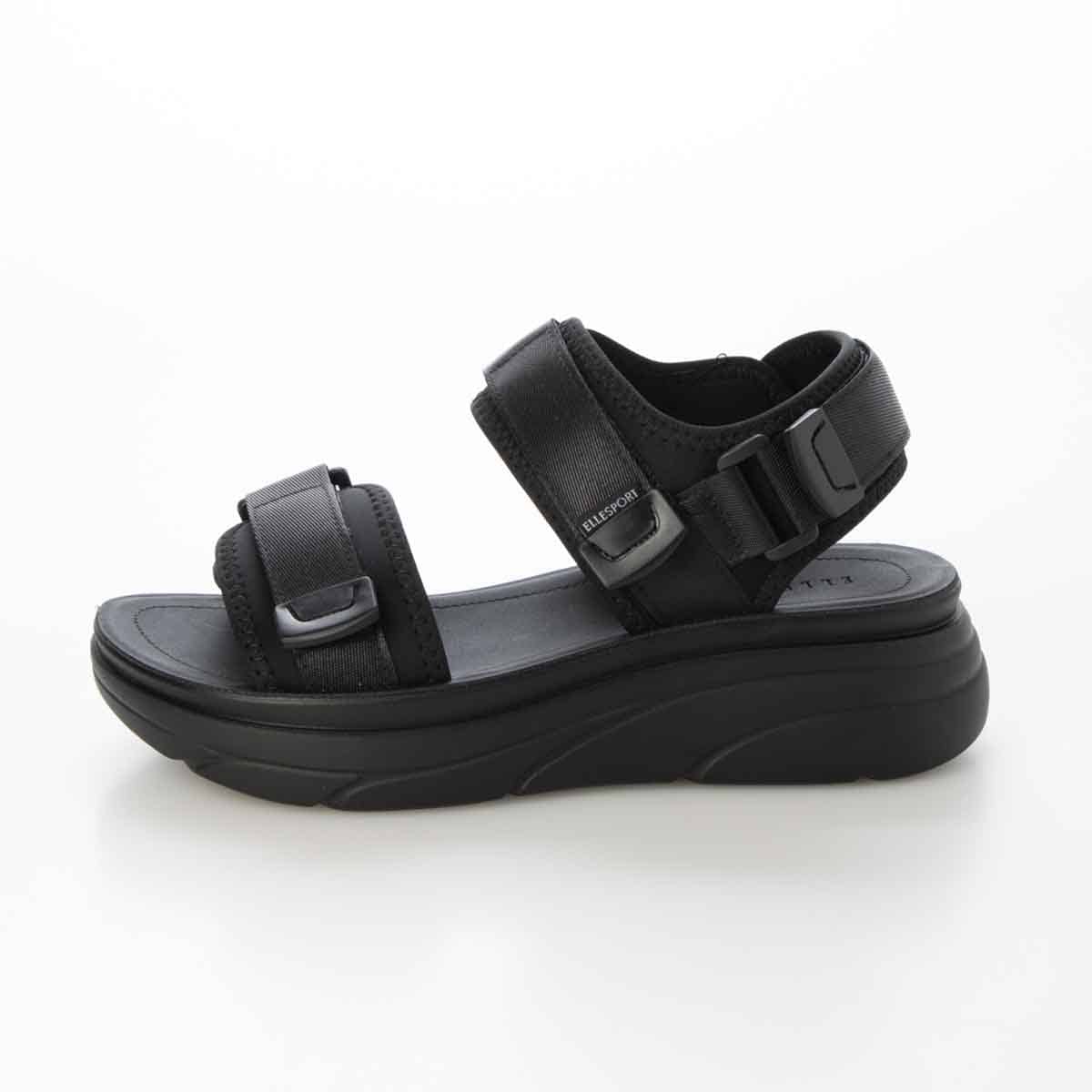 エル スポーツ ELLESPORT 　2本ベルト厚底スポーツサンダル　ESP12607 BLACK M（23～23.5ｃｍ）