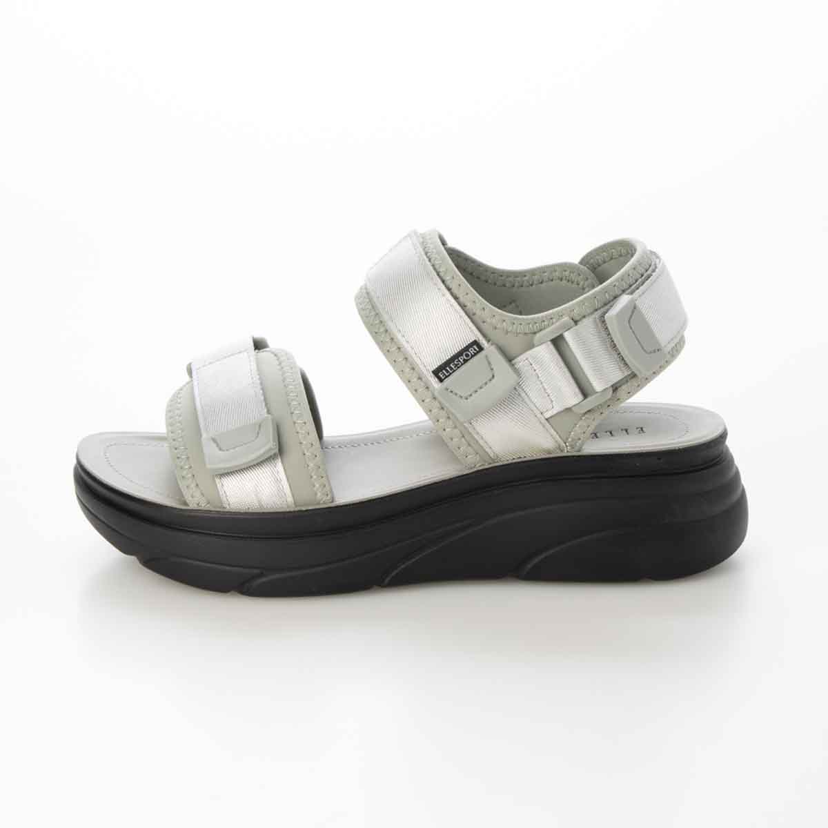 エル スポーツ ELLESPORT 　2本ベルト厚底スポーツサンダル　ESP12607 SILVER M（23～23.5ｃｍ）