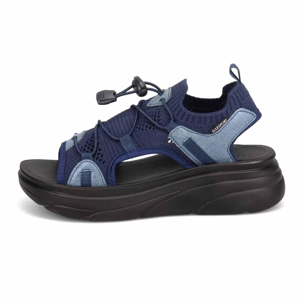 エル スポーツ ELLESPORT 　レースアップニット厚底スポーツサンダル　ESP12608 NAVY M（23～23.5ｃｍ）