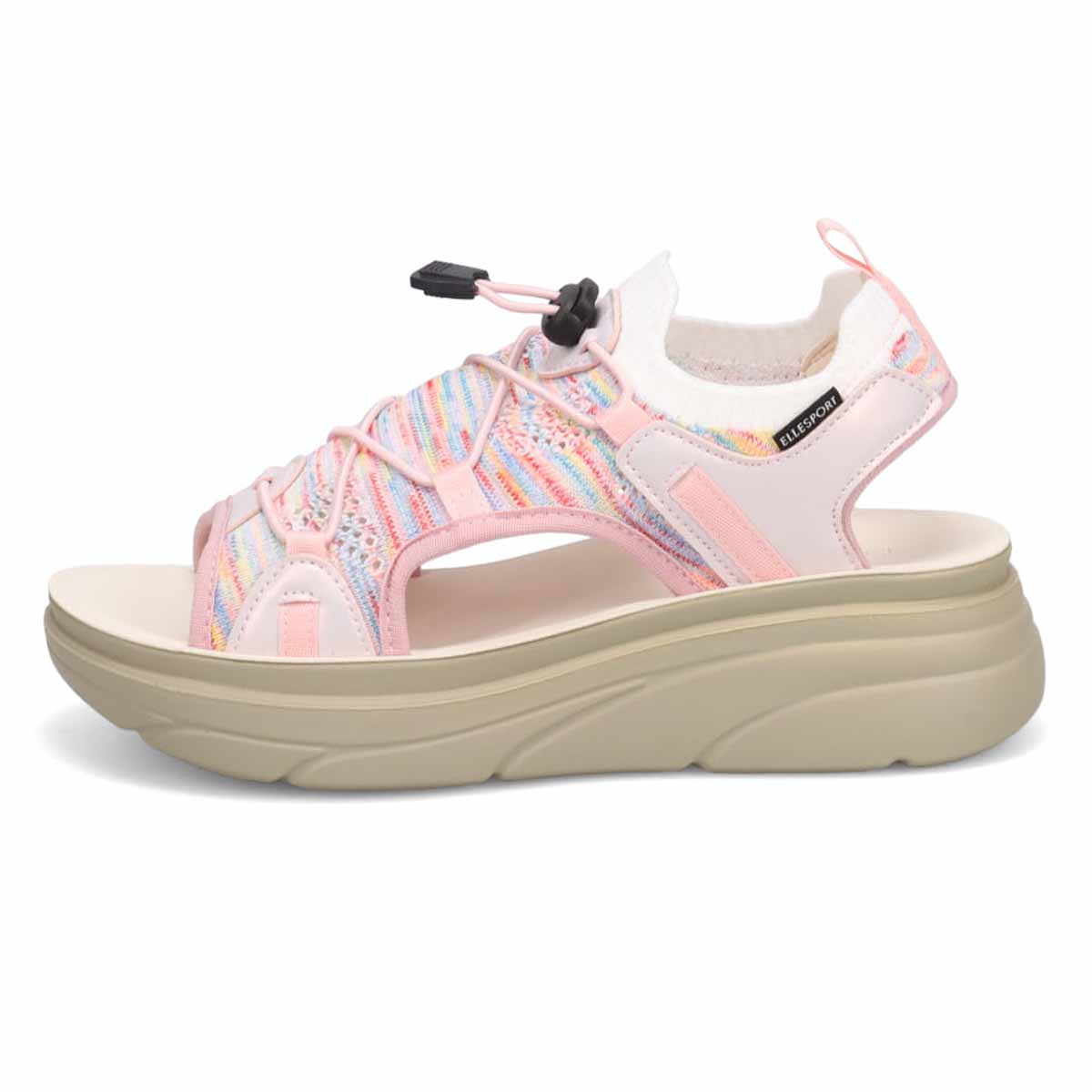 エル スポーツ ELLESPORT 　レースアップニット厚底スポーツサンダル　ESP12608 PINK-MULTI M（23～23.5ｃｍ）