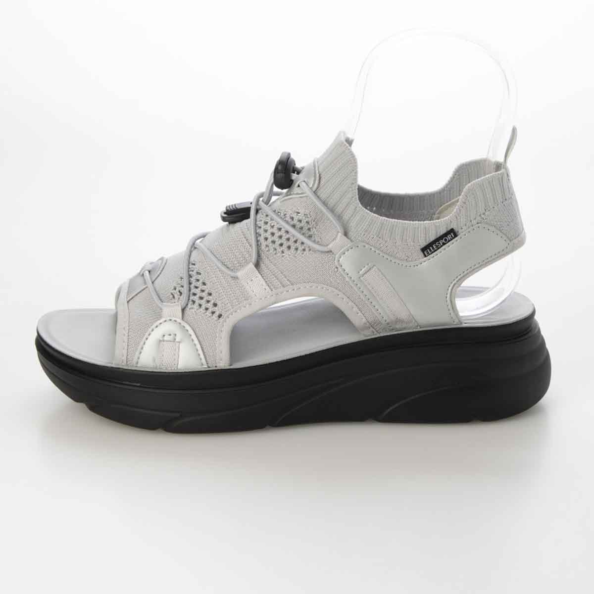 エル スポーツ ELLESPORT 　レースアップニット厚底スポーツサンダル　ESP12608 SILVER M（23～23.5ｃｍ）