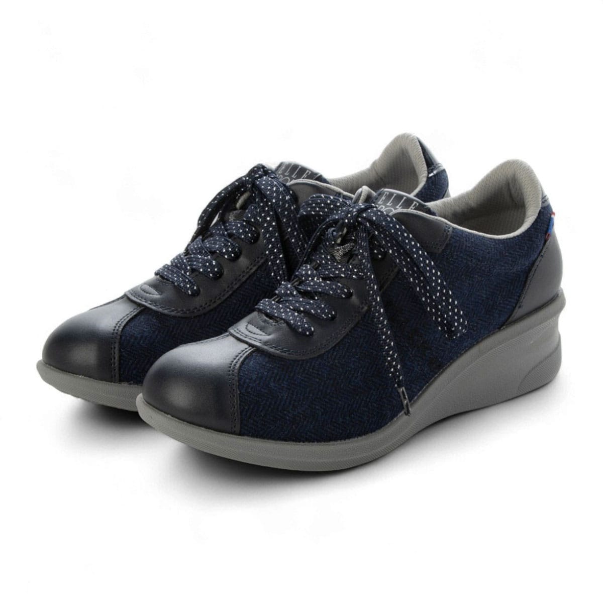 エル スポーツ ELLESPORT レースアップウェッジスニーカー　ESP14707 NAVY-TX 23.0