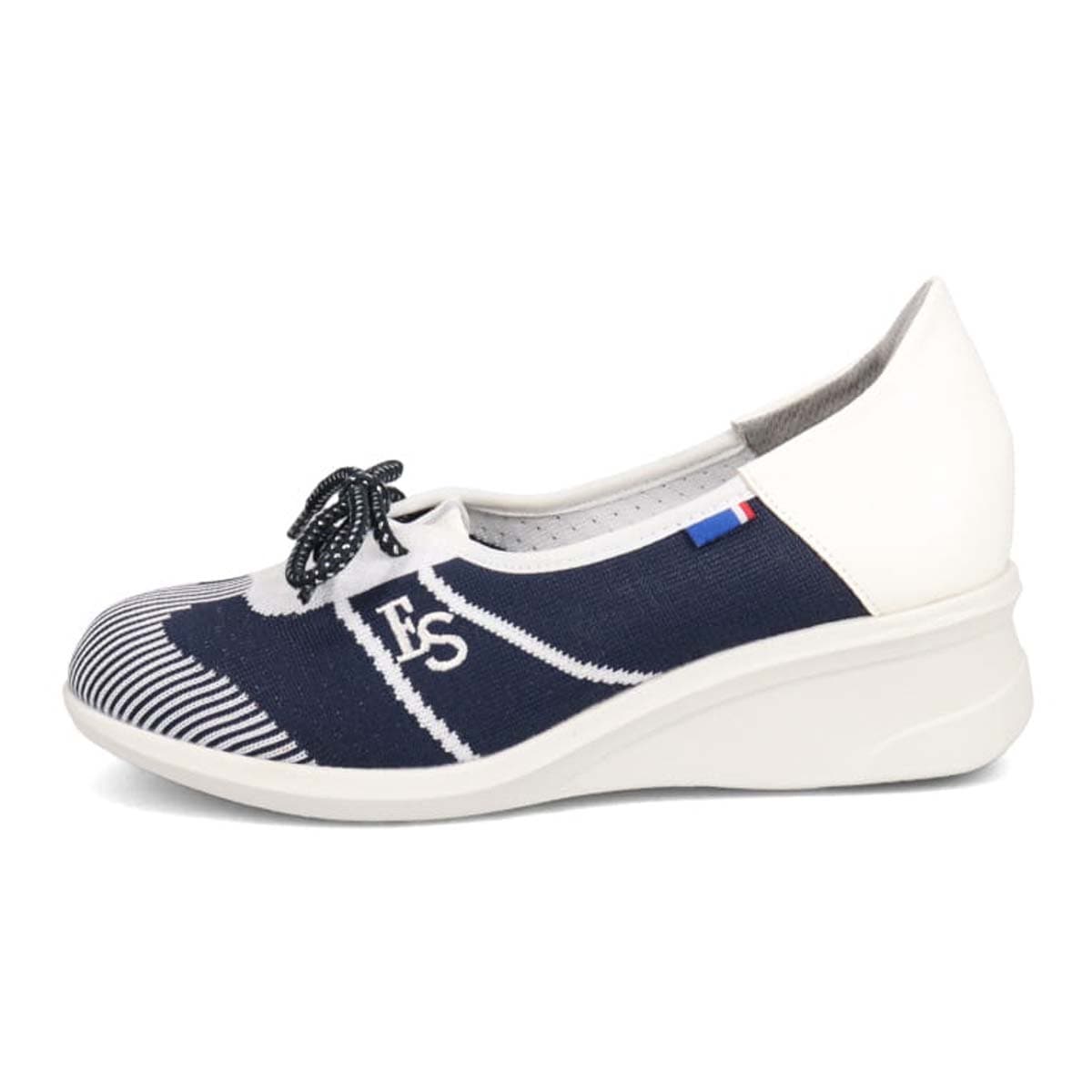 エル スポーツ ELLESPORT ニットショートレースアップシューズ　ESP14709 NAVY/WHITE 23.0