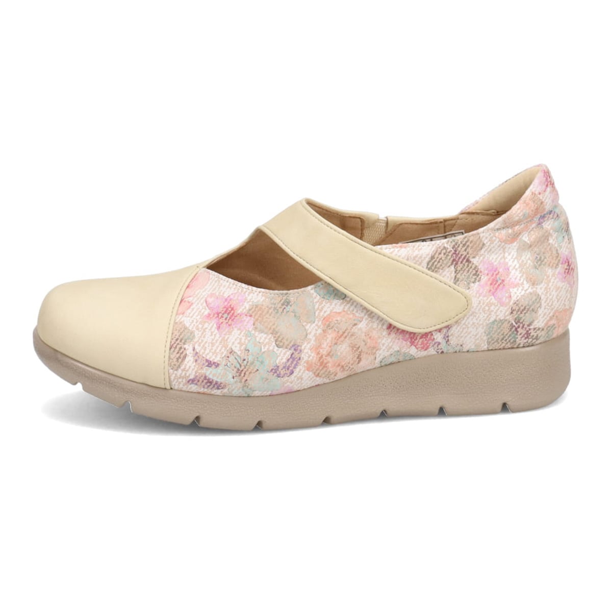シティゴルフ Ｃｉｔｙ　Ｇｏｌｆ フラワープリントが華やかなワンストラップ カジュアルシューズ　GFL5297 BEIGE/C 23.0