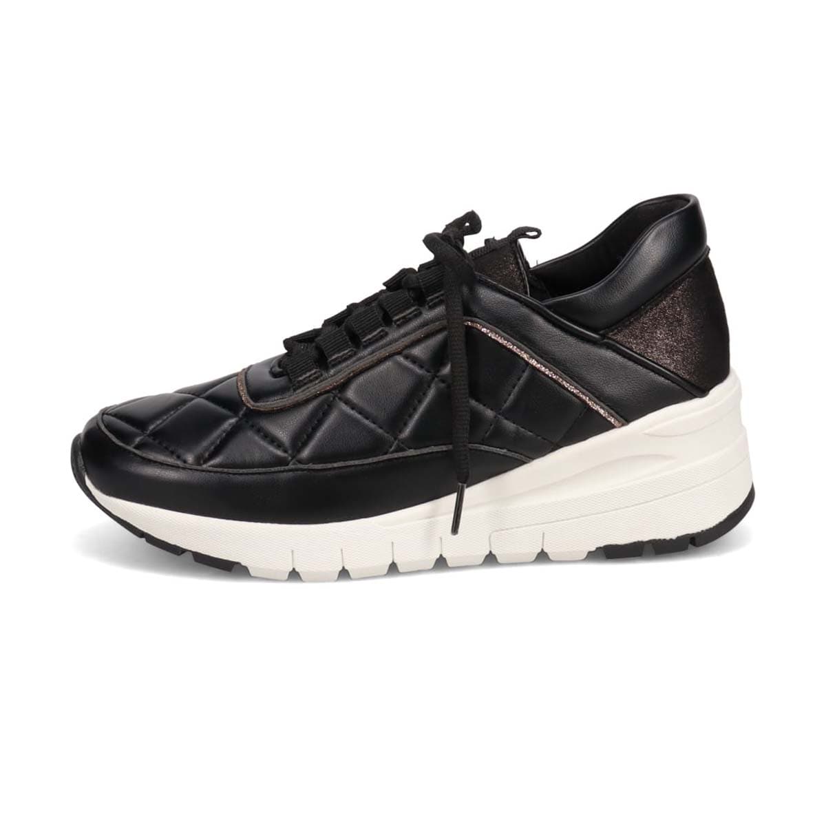 【撥水加工】HIROKO KOSHINO ヒールアップスニーカー  HKL1202 BLACK 23.0