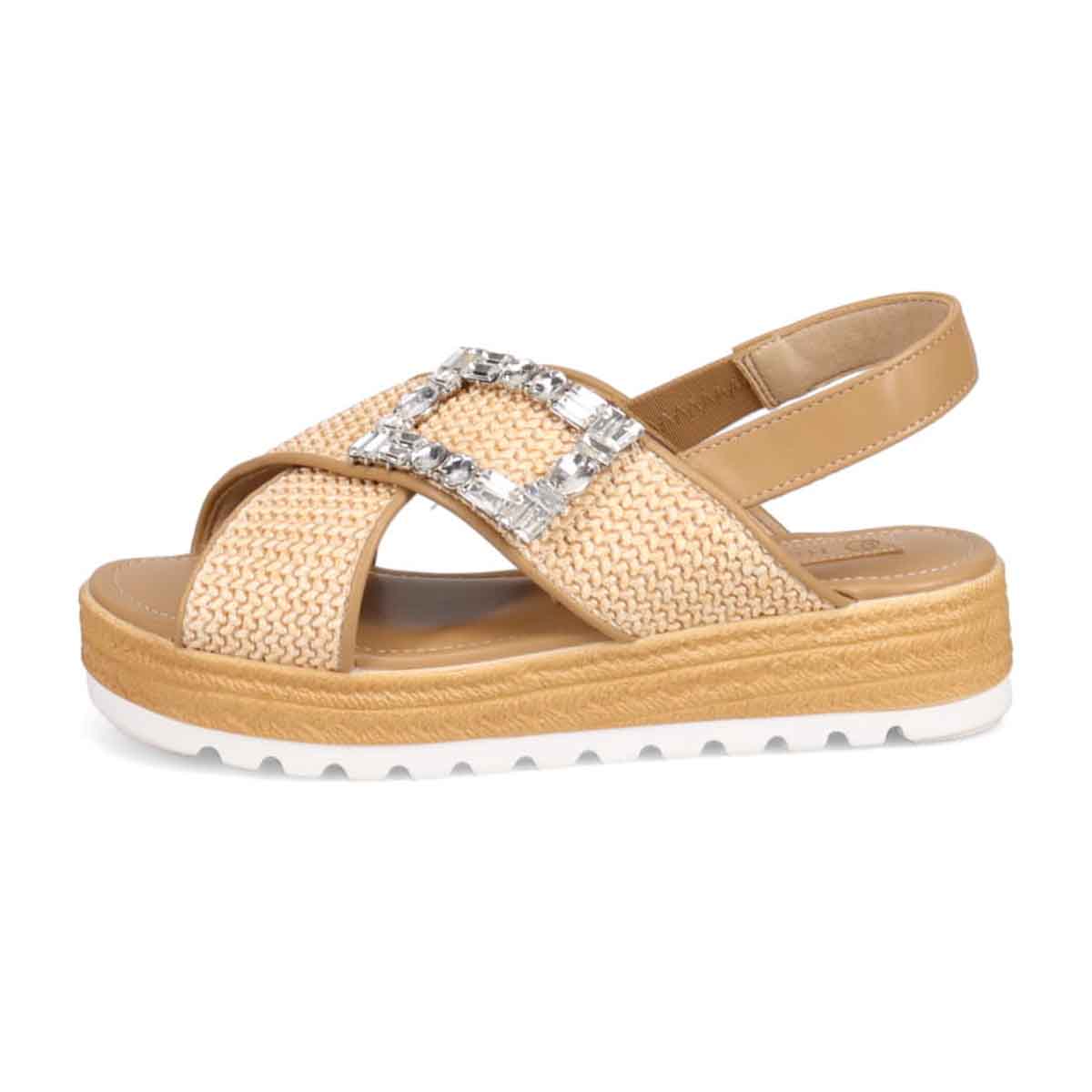 HIROKO KOSHINO 大人可愛いジュート調 グリッターサンダル　HKL1500 BEIGE M　(23.0～23.5)