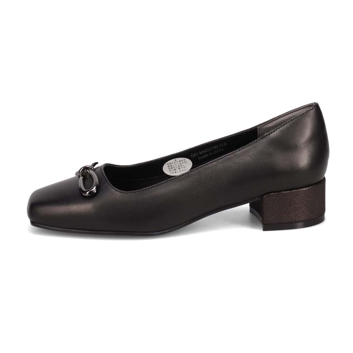 HIROKO KOSHINO　メタルリボンの上品さと歩きやすさを両立したスクエアトゥパンプス　HKL2700 BLACK 23.0