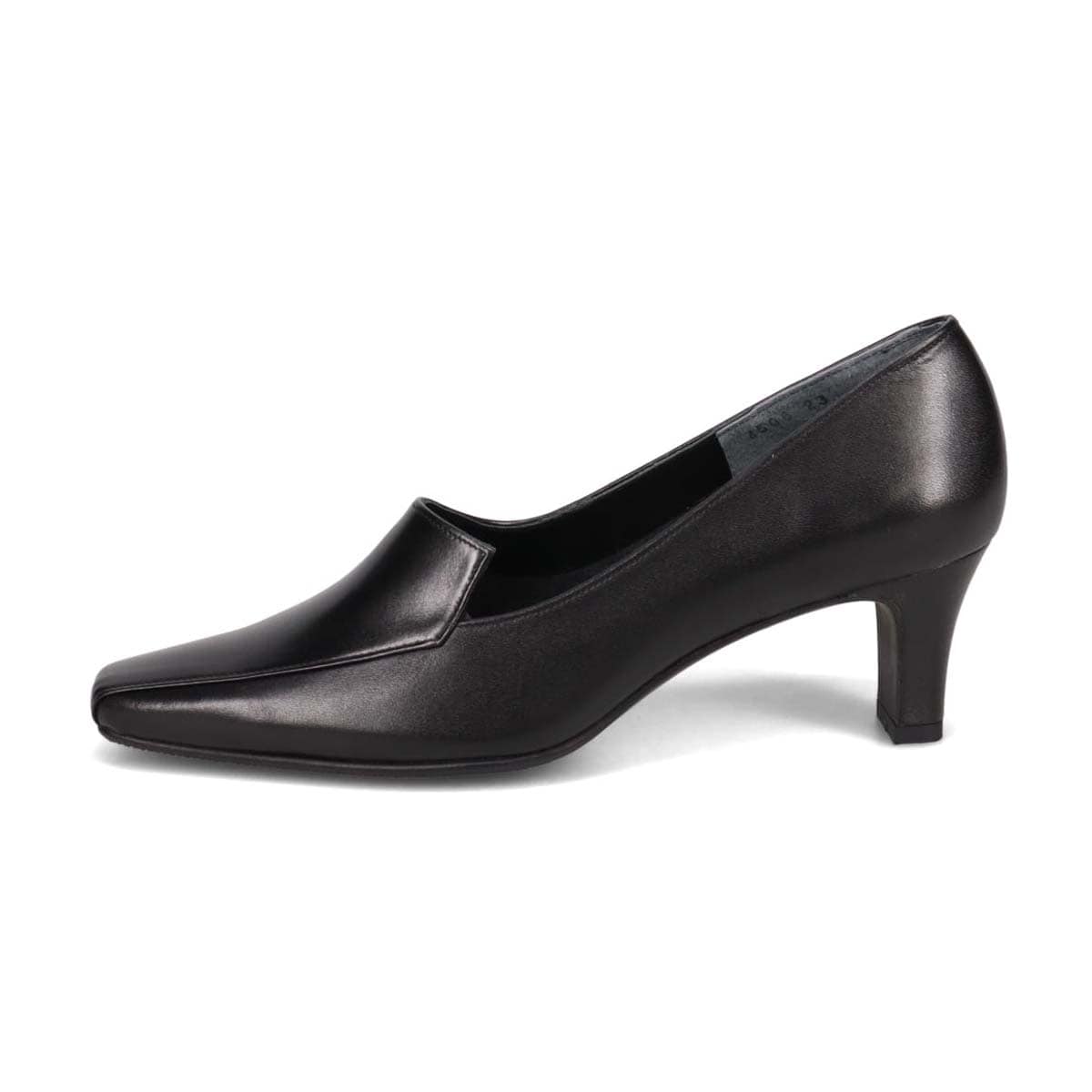 HIROKO KOSHINO ソフトな足あたり サイドのカッティングが綺麗なスクエアトゥパンプス HKL4506 BLACK 23.0