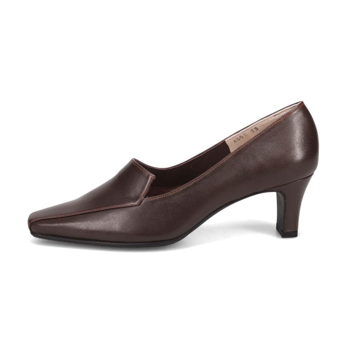 HIROKO KOSHINO ソフトな足あたり サイドのカッティングが綺麗なスクエアトゥパンプス HKL4506 D-BROWN 23.0