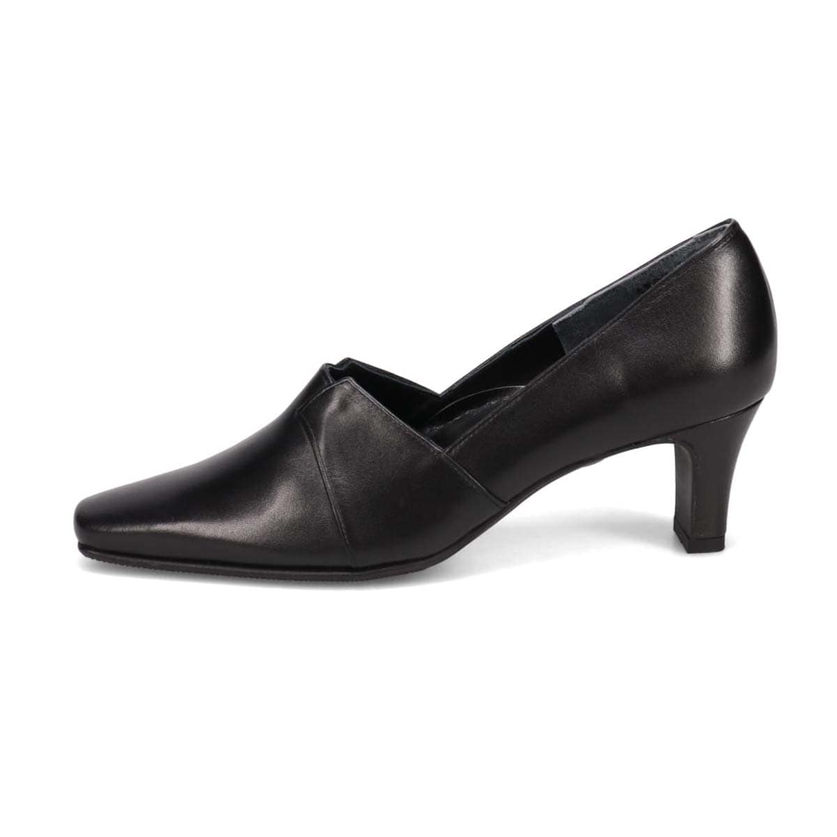 HIROKO KOSHINO ソフトな足あたり サイドのカッティングが綺麗な甲深デザインパンプス HKL4507 BLACK 23.0
