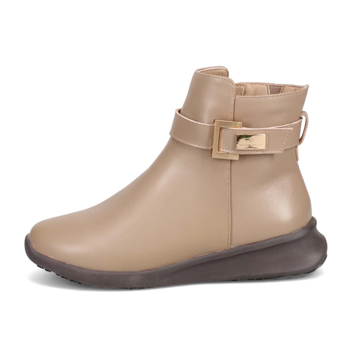 HIROKO KOSHINO 上質な牛革とブランドロゴが入った金具が高級感UP　ショートブーツ　HKL6207 OAK 23.0