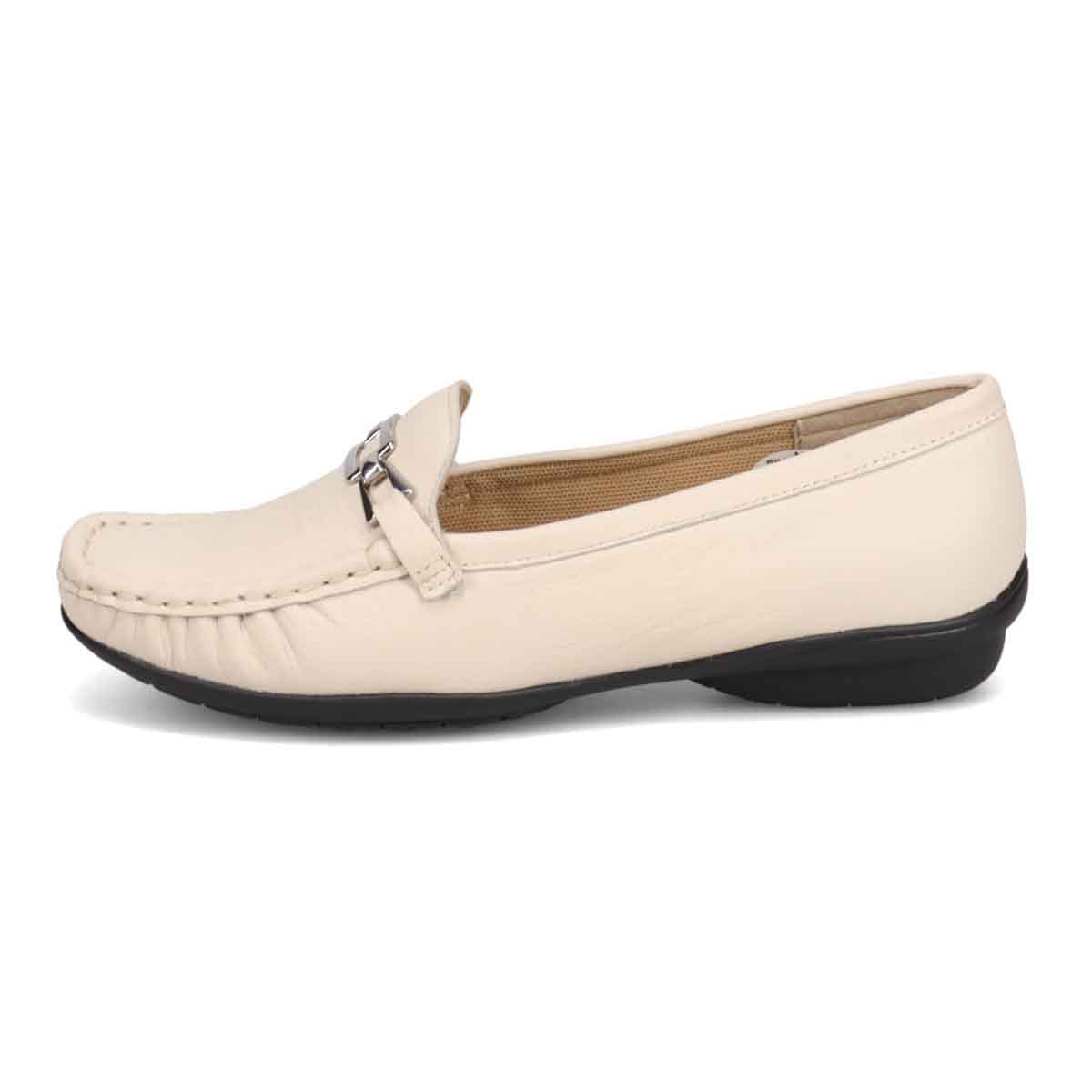 HIROKO KOSHINO 足入れの良いスクエアトウ・モカデザイン カジュアルシューズ HKL7500 IVORY 23