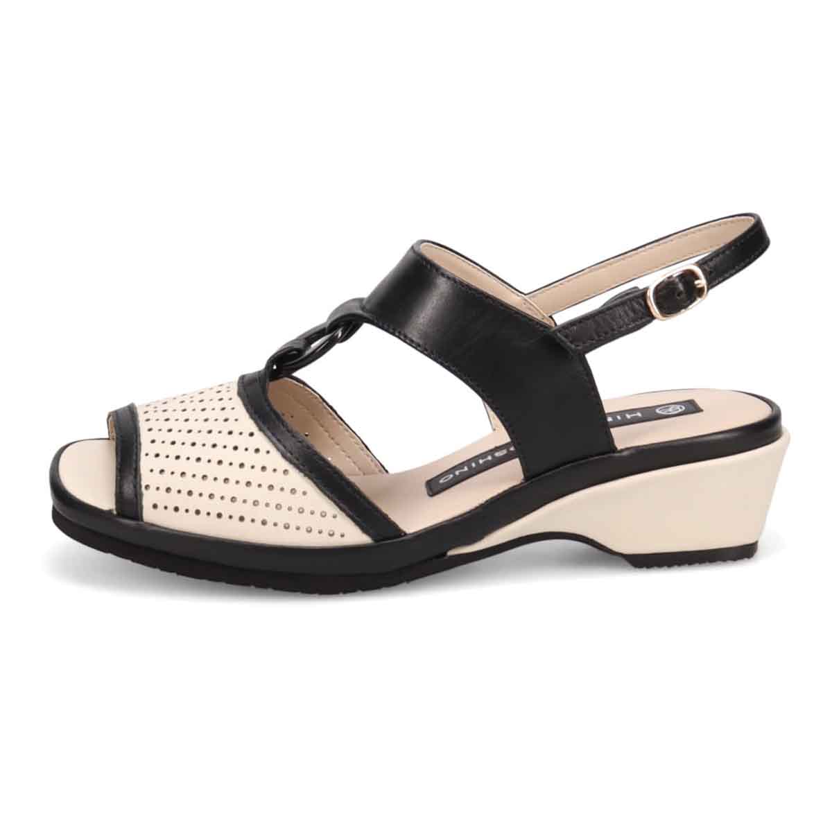 HIROKO KOSHINO バックストラップウェッジサンダル　HKL7528 IVORY/BLACK M　(23.0～23.5)