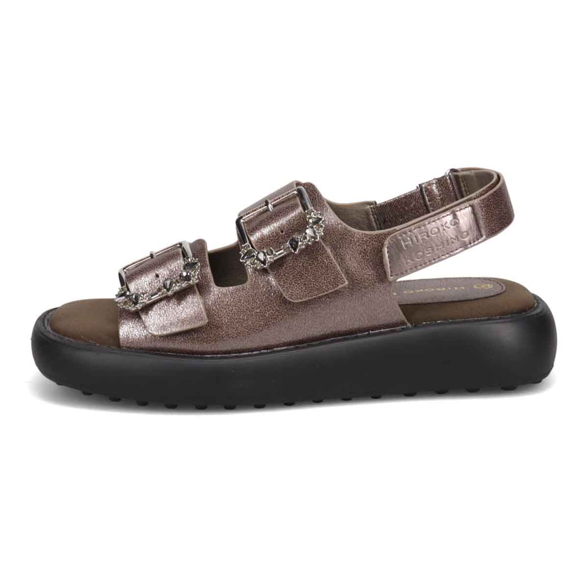 HIROKO KOSHINO 上品なバックル付き厚底サンダル　HKL8011 BRONZE M　(23.0～23.5)
