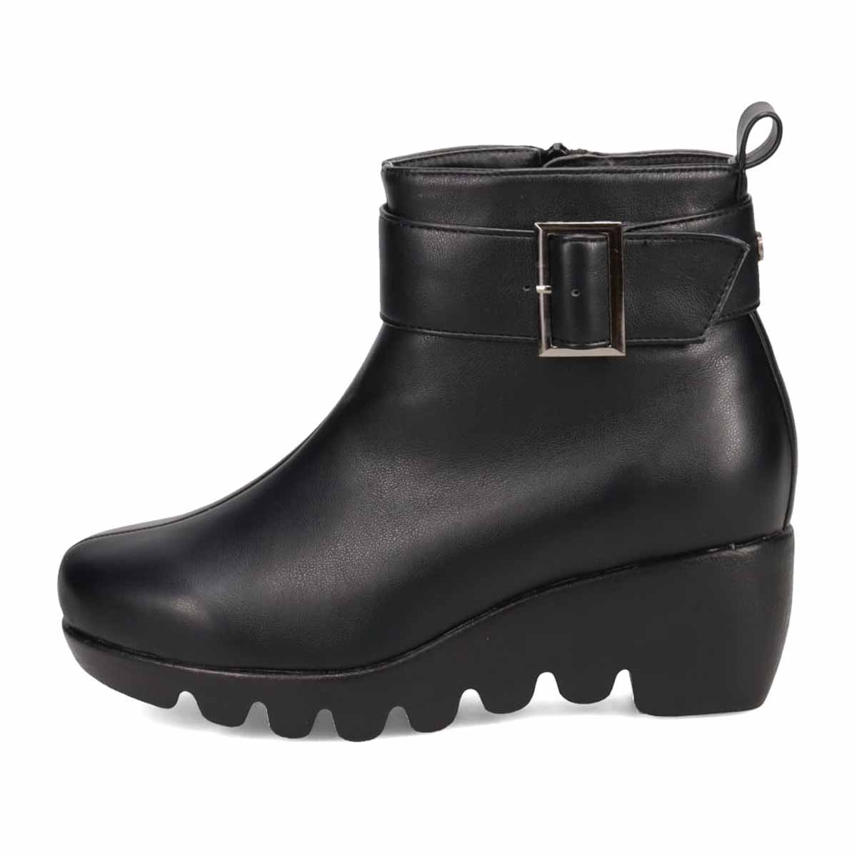 【撥水加工】HIROKO KOSHINO FEMME　ウェーブソール カジュアルショートブーツ　HRL1002 BLACK M　(23.0～23.5)