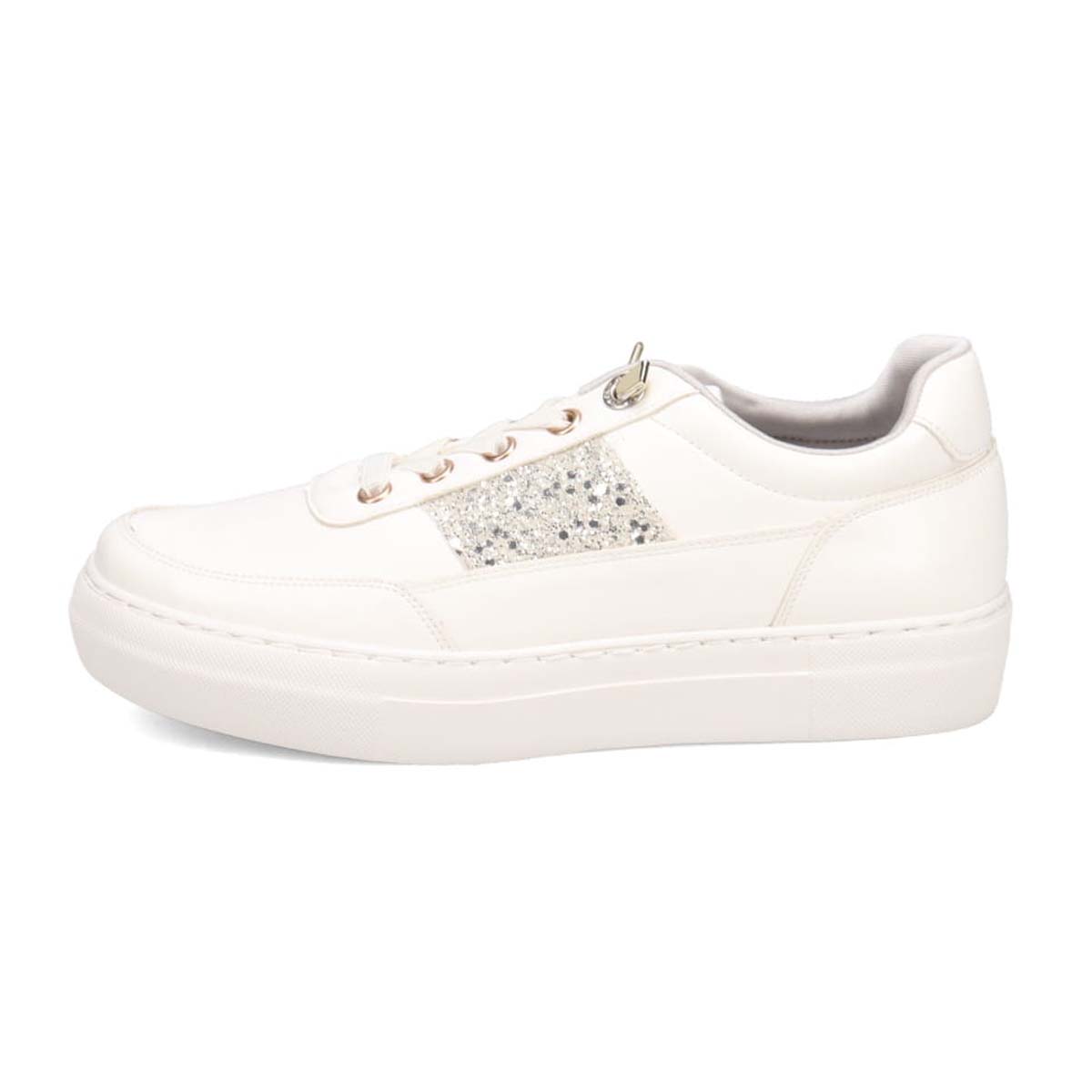 HIROKO KOSHINO FEMME ゴムのシューレースで履きやすい グリッターが華やかなスニーカー　HRL2016 WHITE 23.0
