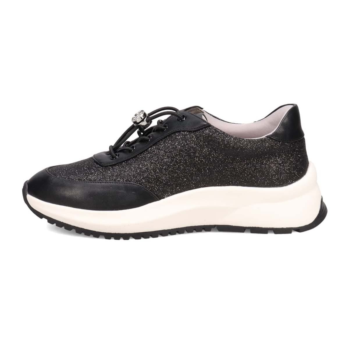 HIROKO KOSHINO FEMME グリッターとラインストーンで華やかなスニーカー　HRL5003 BLACK 23.0