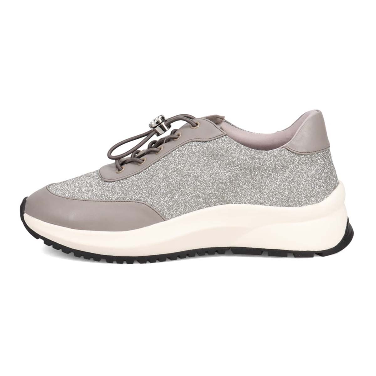 HIROKO KOSHINO FEMME グリッターとラインストーンで華やかなスニーカー　HRL5003 L-GRAY 23.0